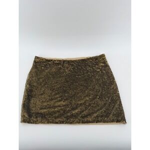 Haute Hippie Gold Sequin Silk Mini Skirt NWT Women's Size S Party Glam Festival